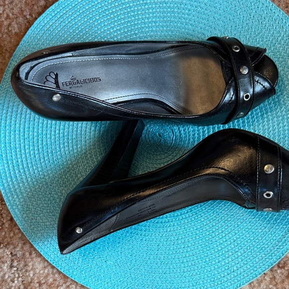 Fergalicious Black Heels with Silver Accents - Picture 1 of 10